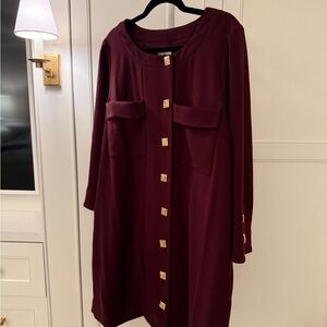 Tuckernuck Burgundy Dress with Gold Buttons